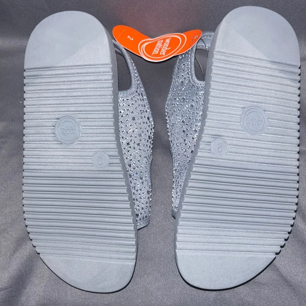 Wonder Nation Rhinestone Platform Sandals Light Blue Girls Size 2 NEW